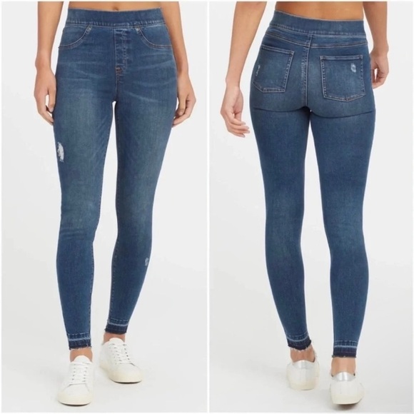 SPANX Distressed Ankle Skinny Jeans Size Medium - Picture 3 of 9